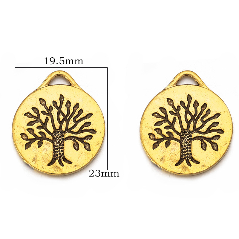 Disc big tree ancient gold,23x19.5mm