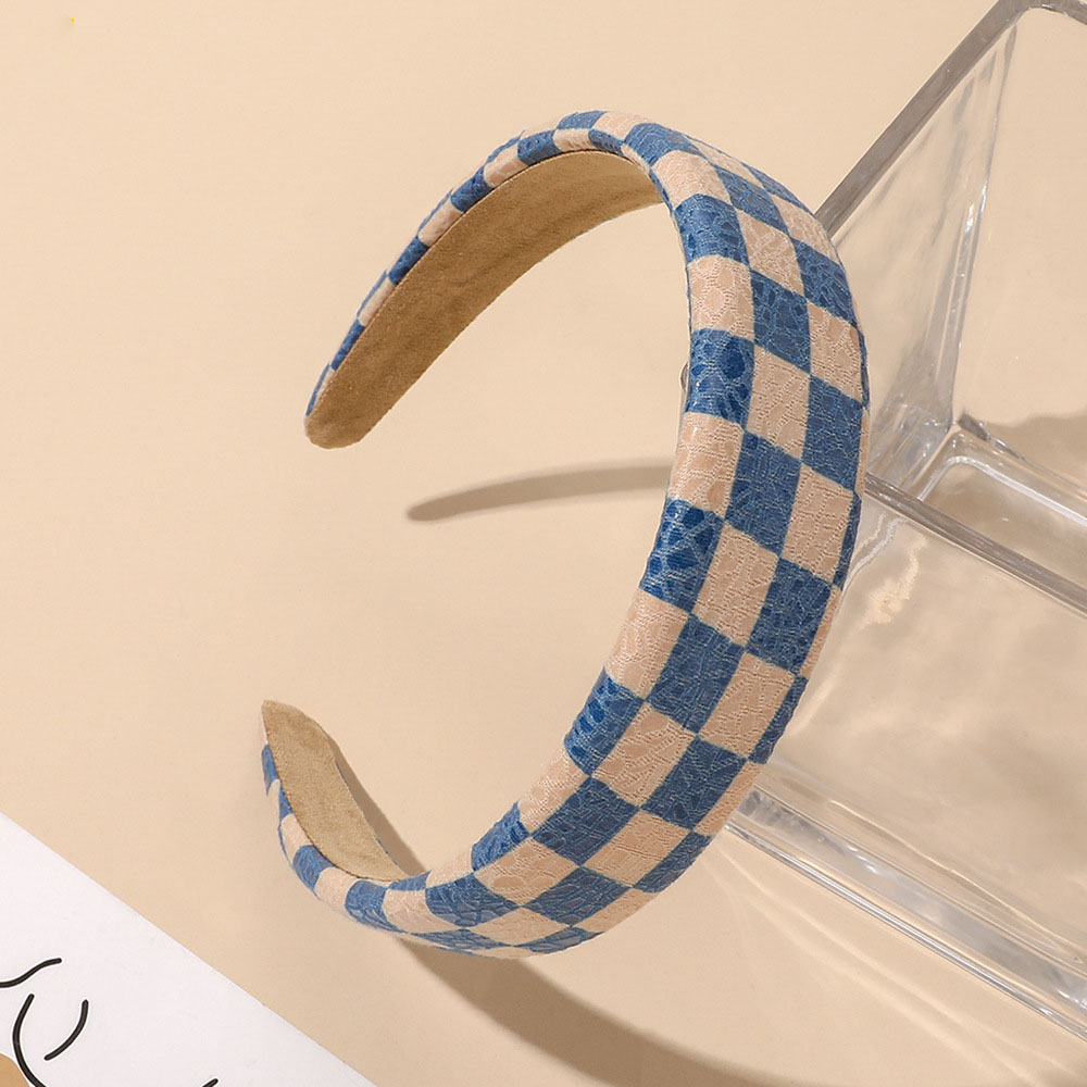 PU Checkerboard Headband-Blue Mig