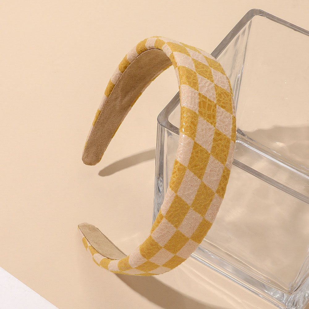 6:PU checkerboard headband-yellow rice grid