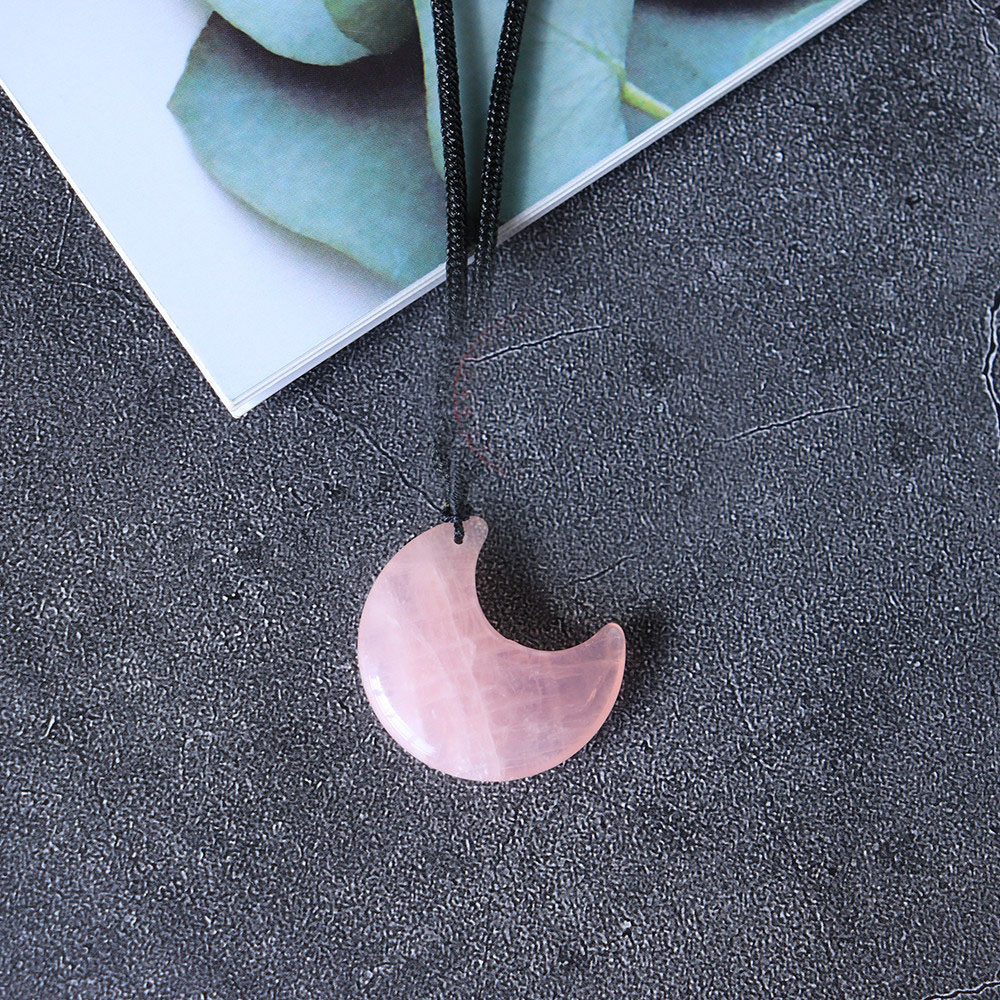 Rose Quartz, moon 30x28mm