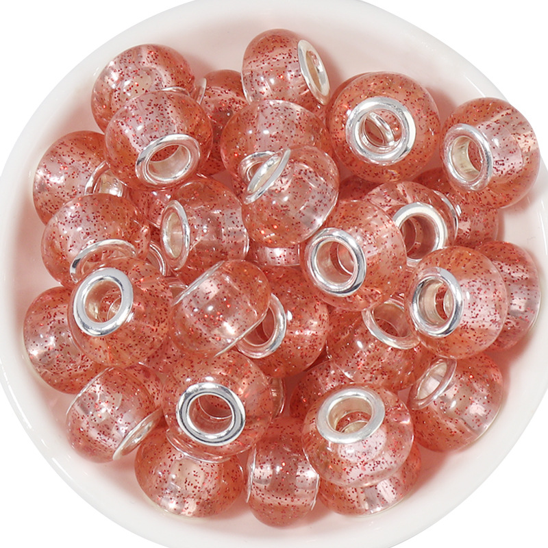 Color Dot Large Hole Bead Orange,14x9.5mm