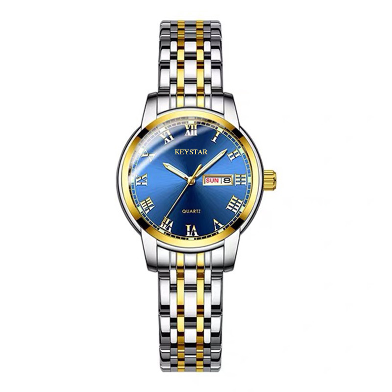 3:Gold Blue Women's Style (Luminous waterproof   Double calendar)