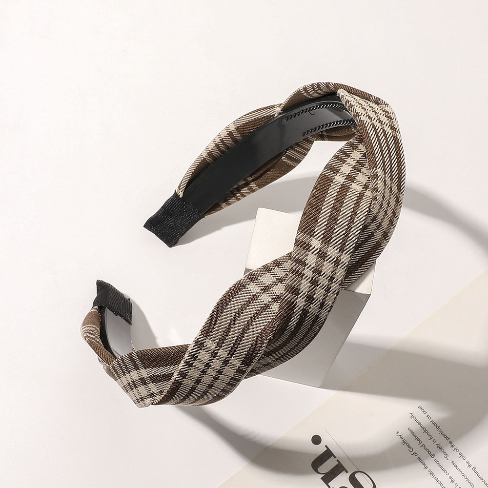 Coffee color twist hair band-striped brown