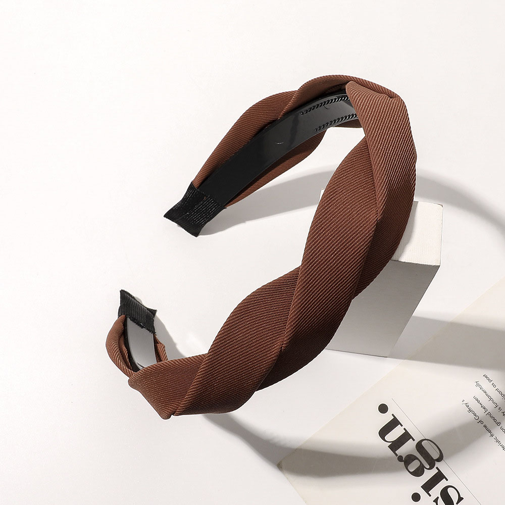 Coffee color twist hair band-solid color caramel