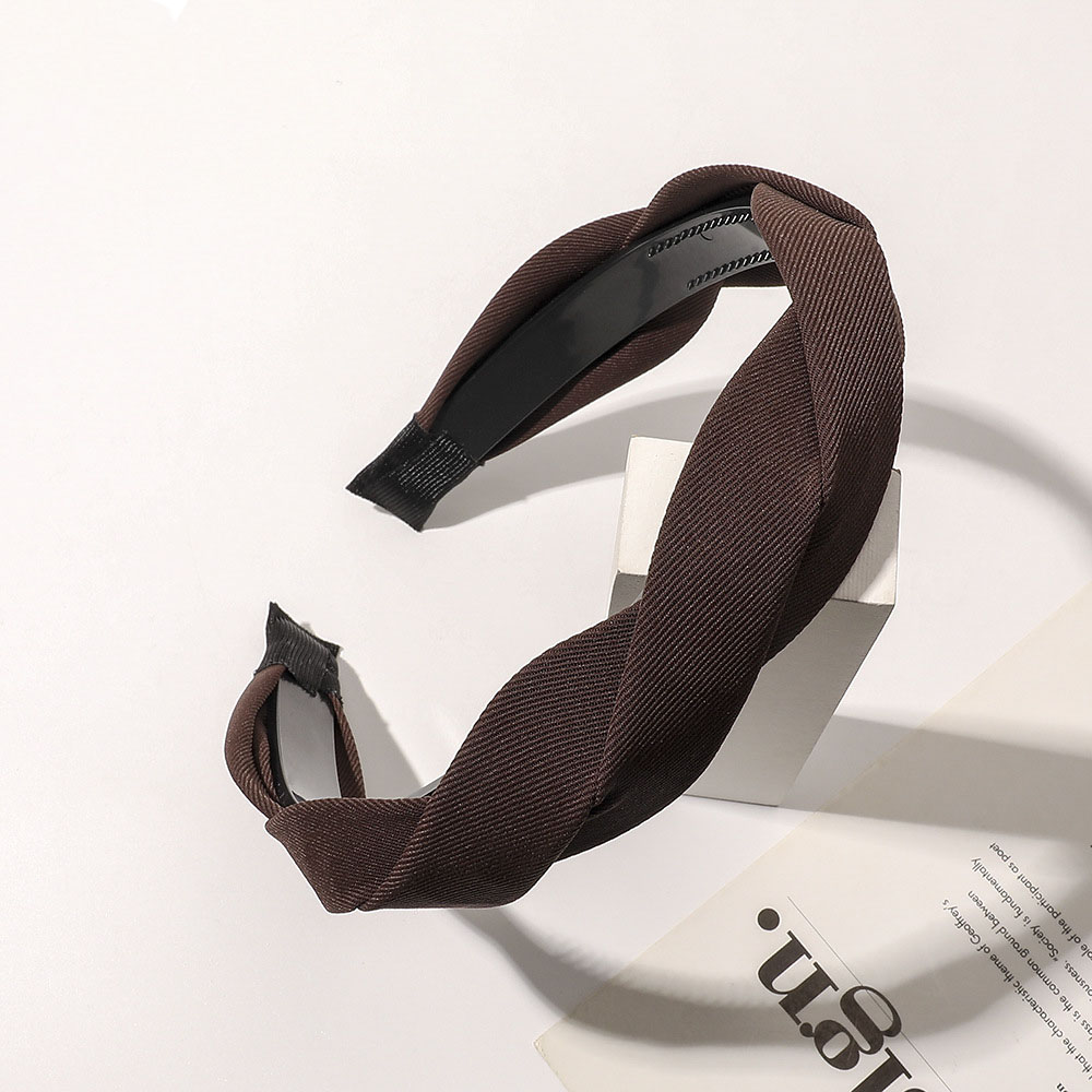 Coffee color twist hair band-solid color dark coff