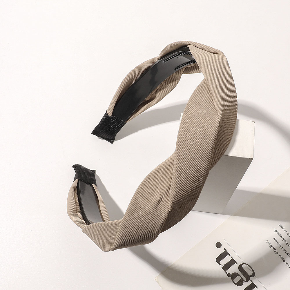 12:Coffee color twist headband-striped beige6