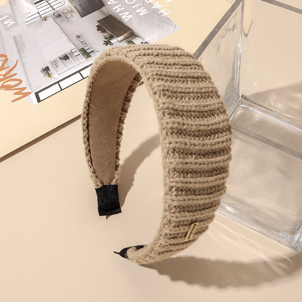 Wool Striped Hair Band-Khaki