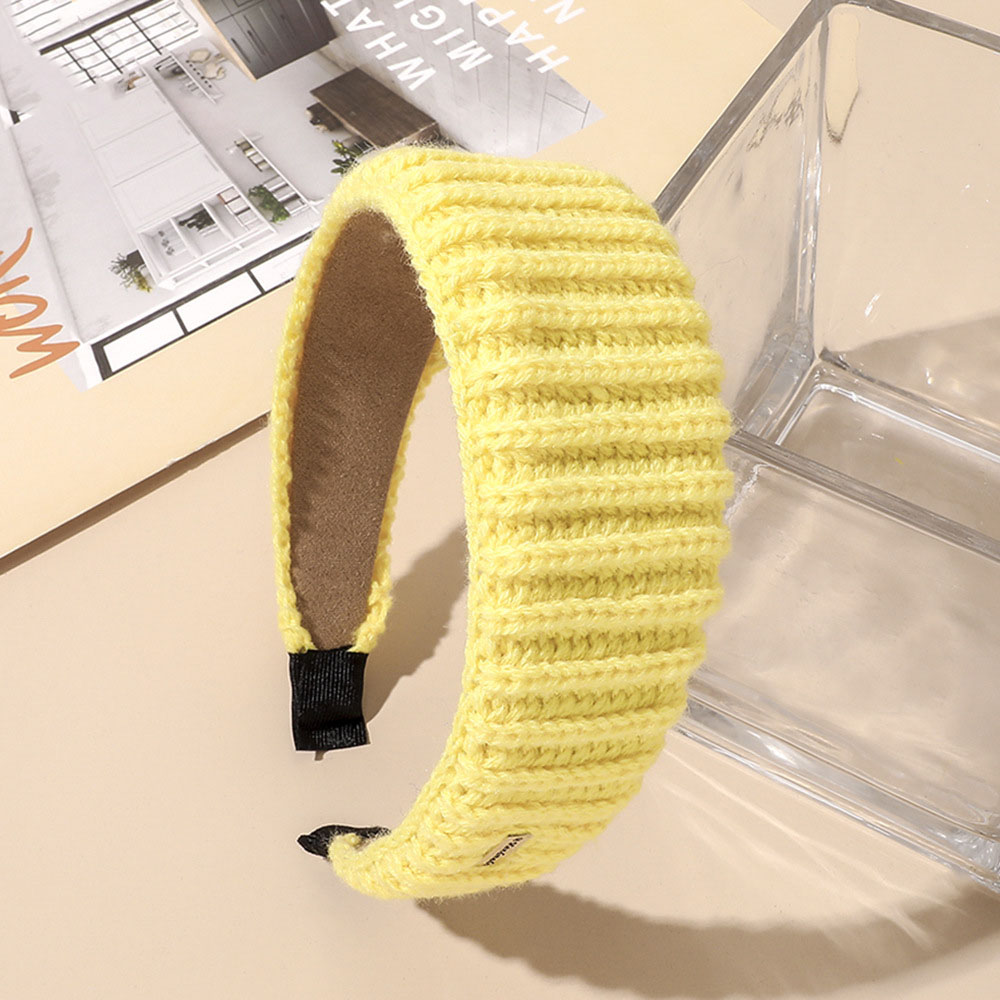 3:Wool Striped Hair Band-Creamy Yellow