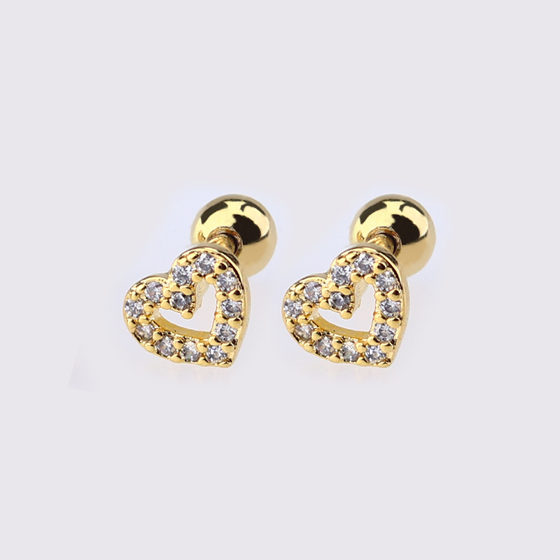 Golden zircon small love heart