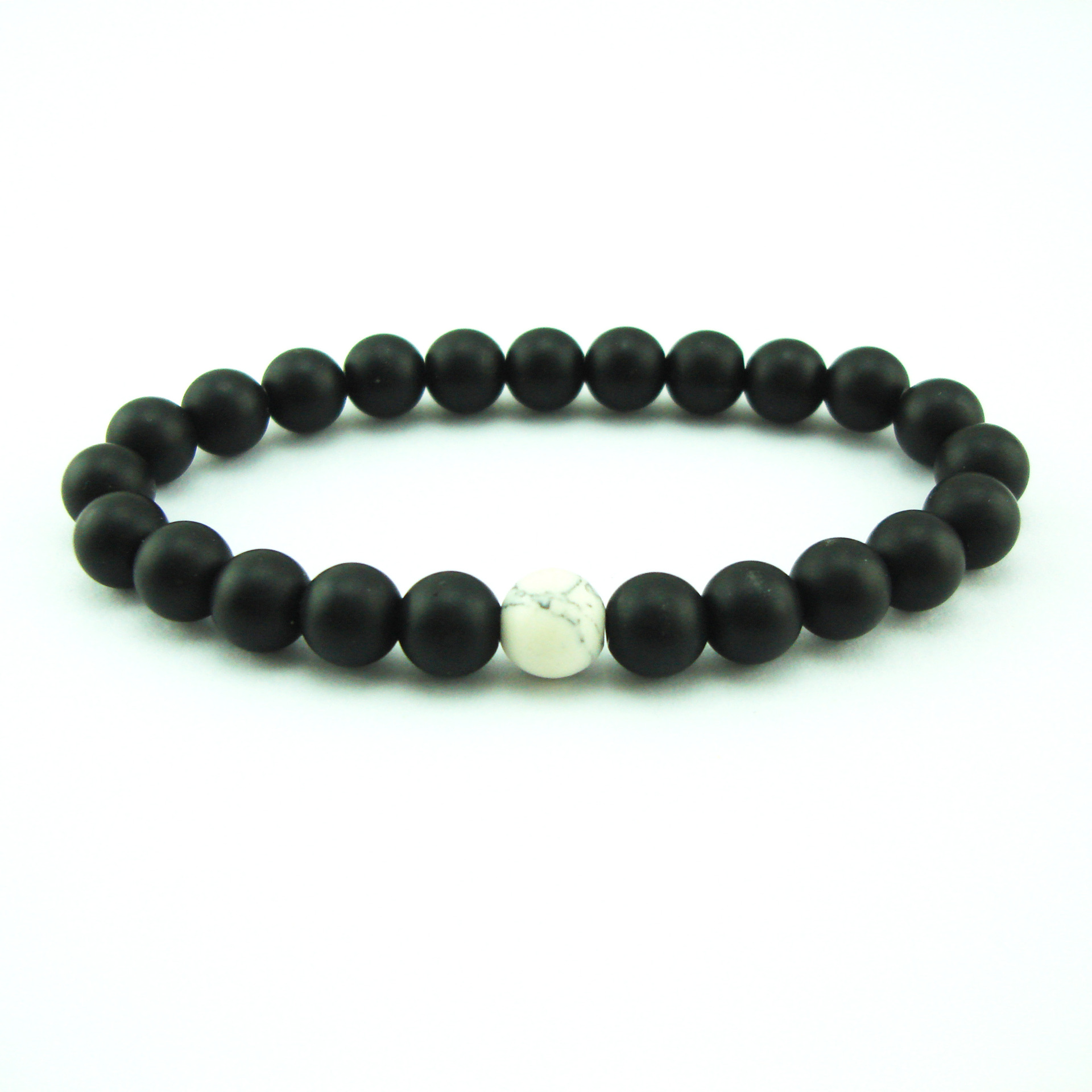 Frosted black agate with white turquoise