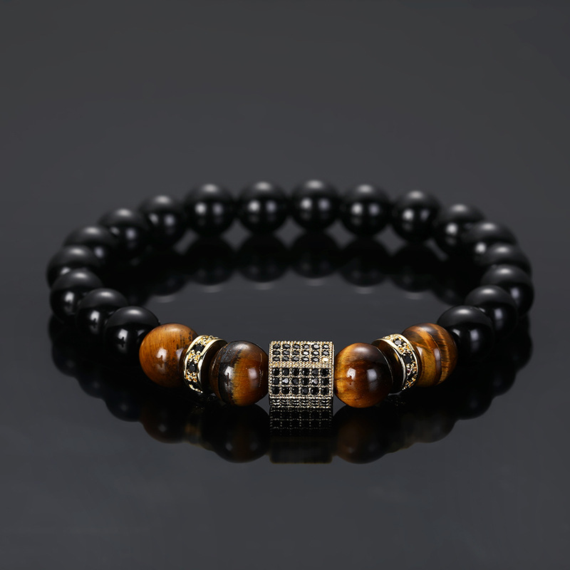 1:Golden micro-inlaid glossy black beads