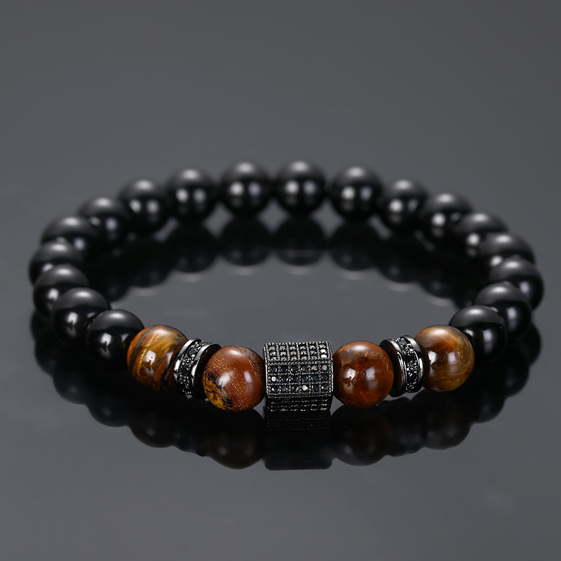 2:Black micro-inlaid glossy black beads