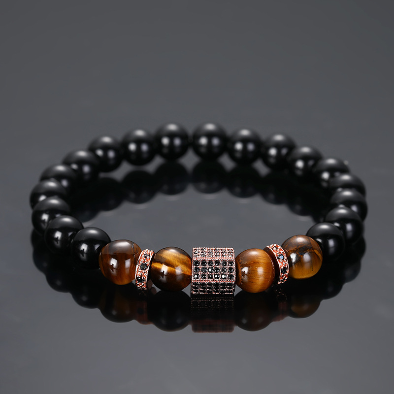 3:Rose gold micro inlaid glossy black beads