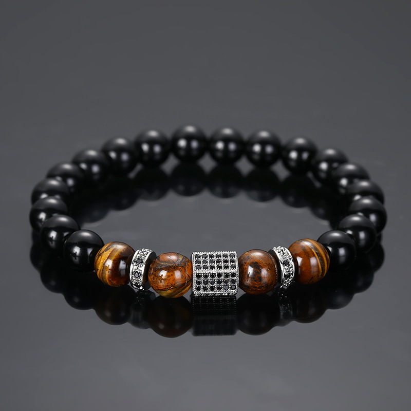 4:Silver micro-inlaid glossy black beads