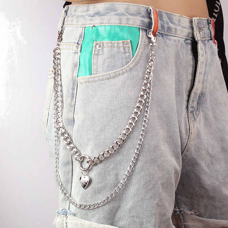 Peach Heart Pendant Double Layer Pants Chain, Leng