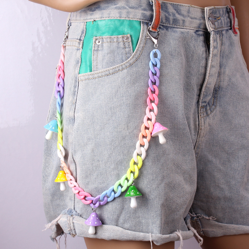 Colorful mushroom pants chain, length 60cm