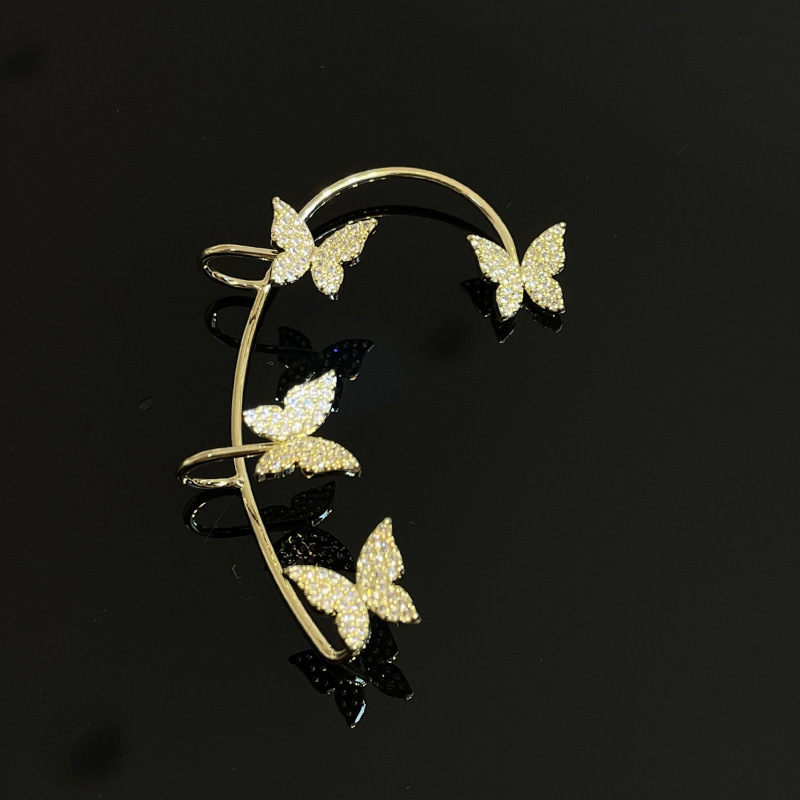 Section D-gold micro-set zircon ear hanging one le