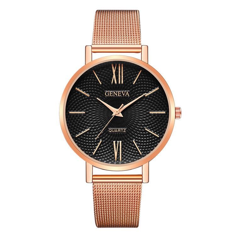 9:Rose Gold Mesh Belt Rose Gold Shell Black Face Rose Gold Scale