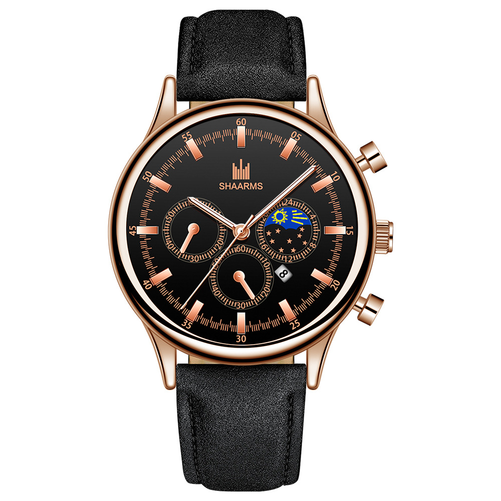 Black Belt Rose Gold Shell Black Face Rose Gold Ne