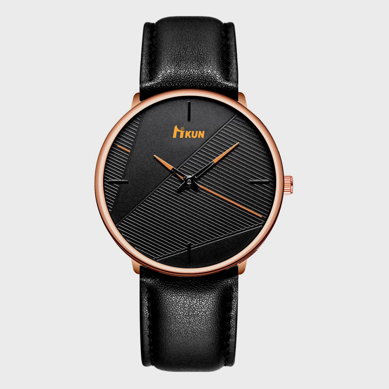 Black belt rose gold shell black face orange needl