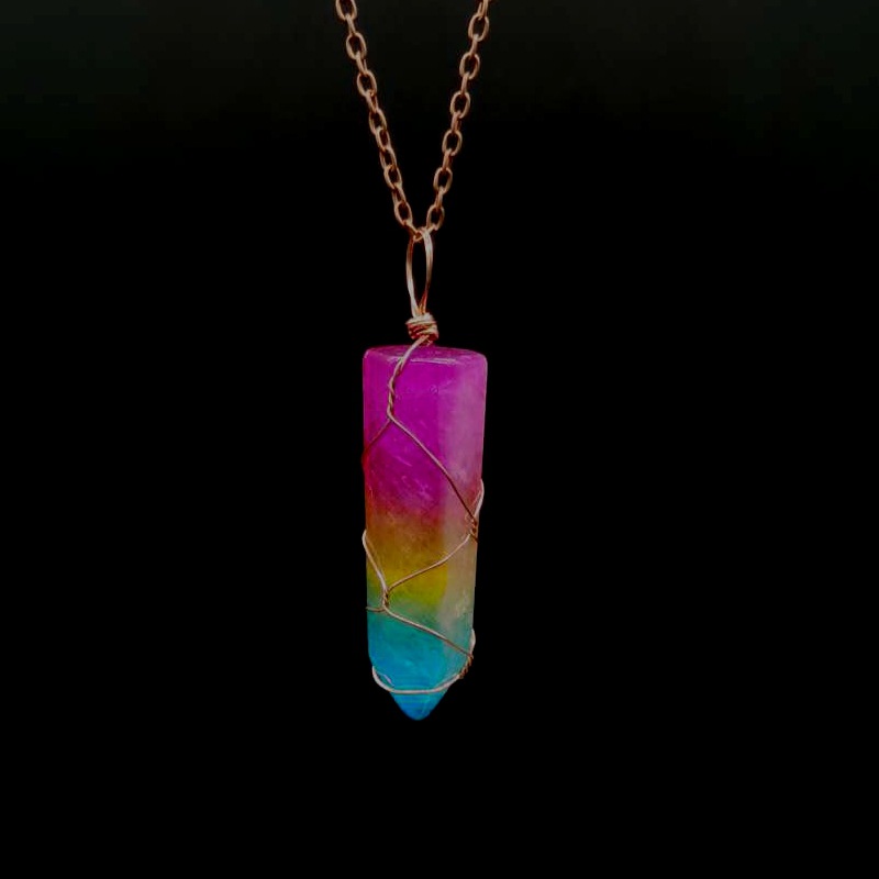 Color Crystal Pillar + White K Chain