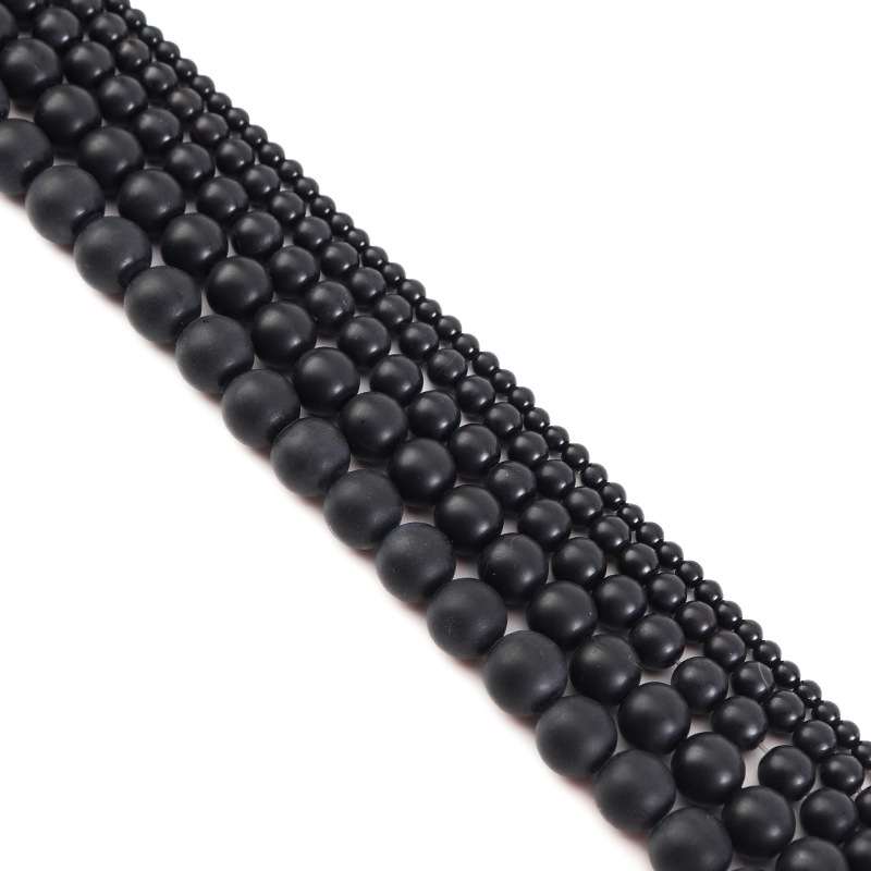 Ground black agate 8mm