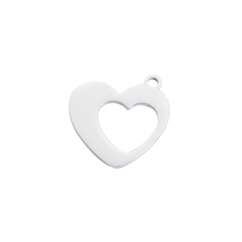 1:Steel color hollow heart 26x25mm