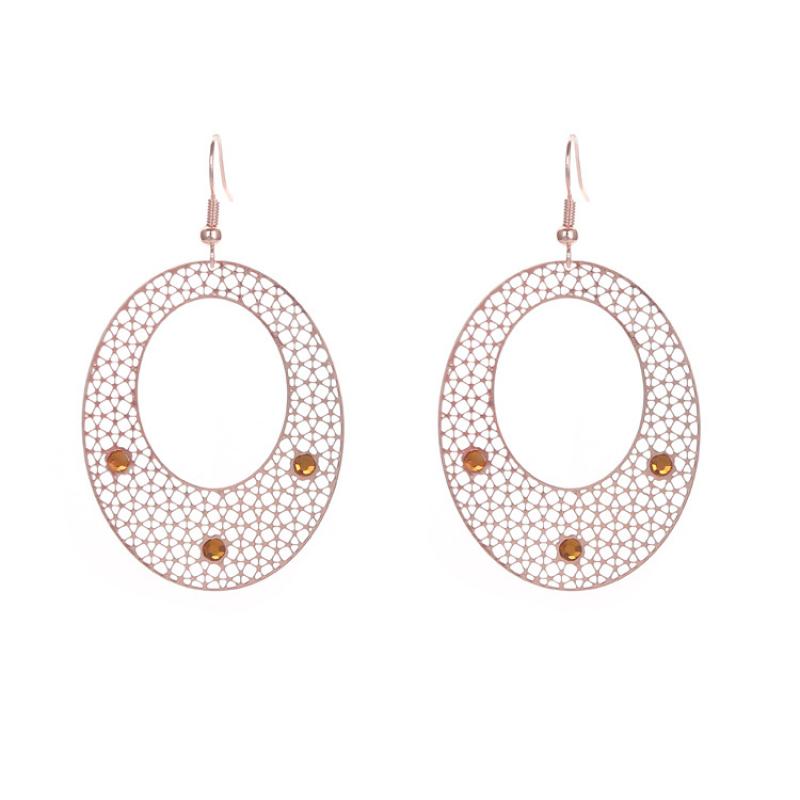 Electroplated rose gold + rhinestone