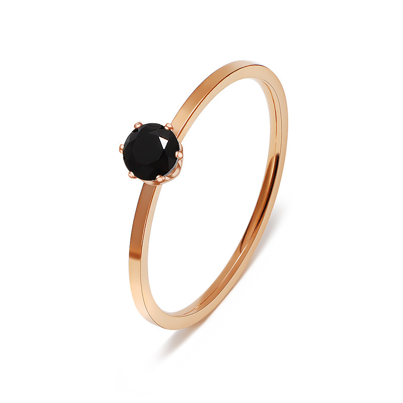 4:Rose Gold Six Prong Black Diamond Ring