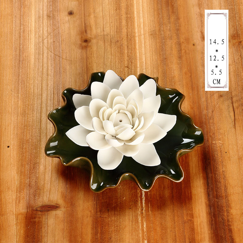 White water lily + dark green base (single hole)