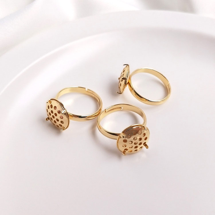 14K Gold 15mm Mesh Tray Ring