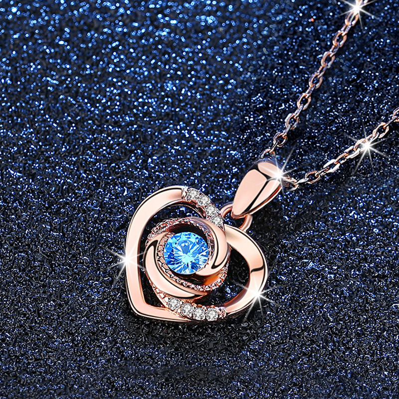 rose gold plated with blue rhinestone pendant (wit Роза позолоченные с голубой хрусталь