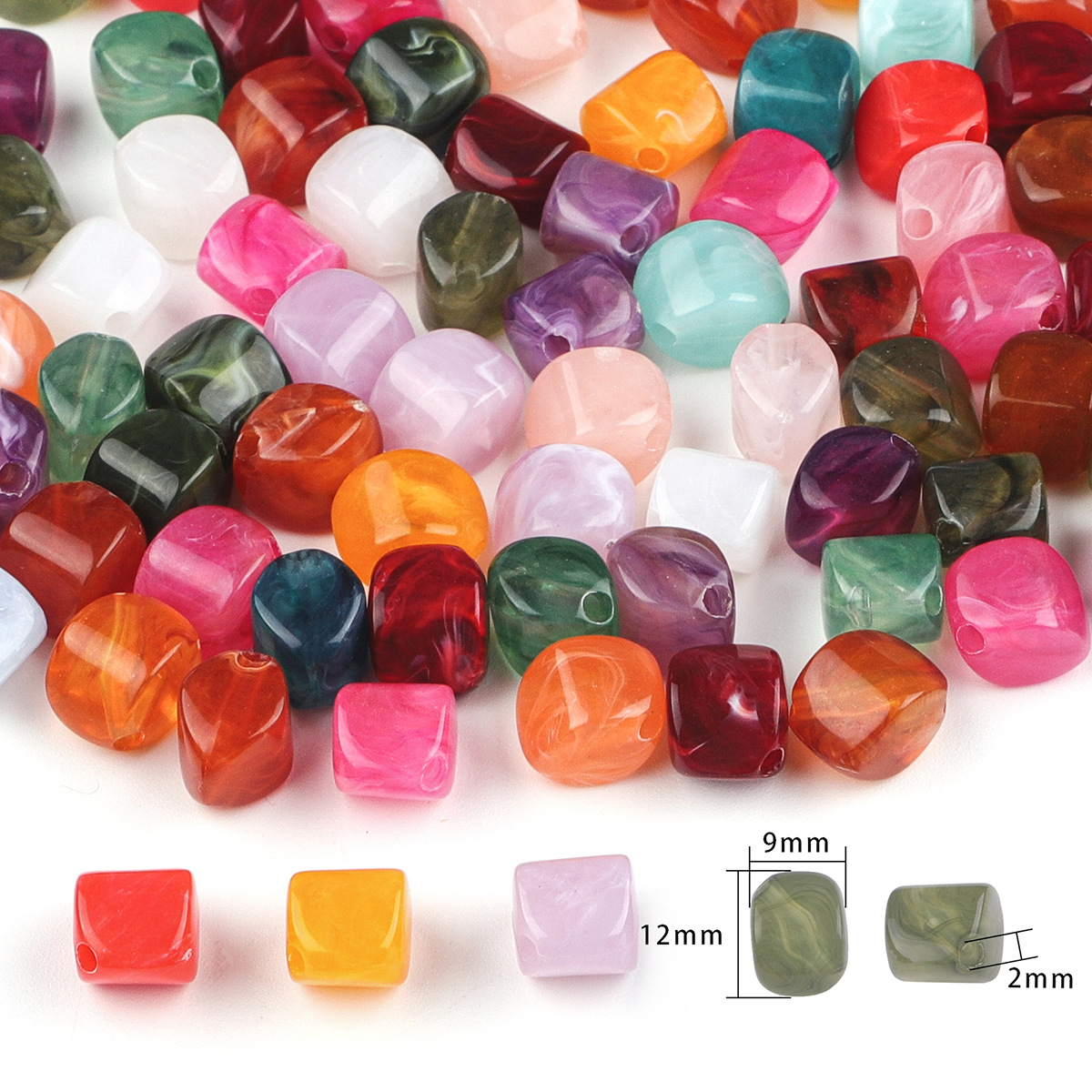 1:Orthogonal beads 12x9mm aperture about 2mm random color 50pcs/pack