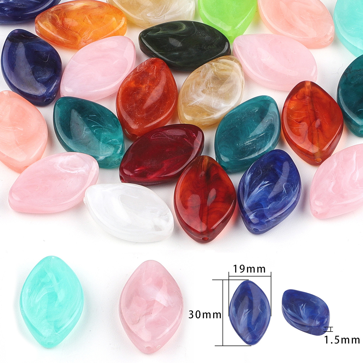 11:Long flat diamond 30x19mm aperture about 1.5mm random color mixing 10 pcs/pack