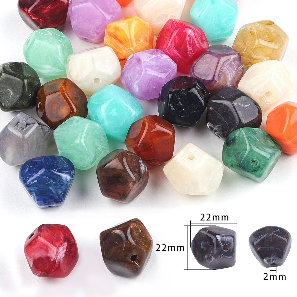 13:Polyhedron 22x22mm aperture about 2mm random color mixing 10pcs/pack