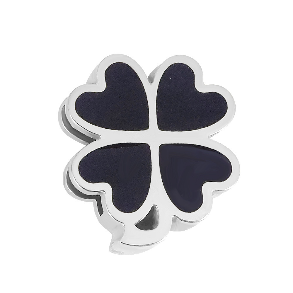 four-leaf clover, silver-black