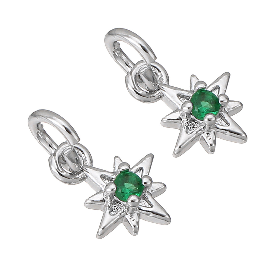  platinum color plated with green CZ