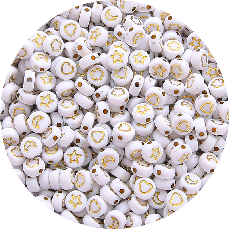 About 100 pcs/bag of white+gold picture