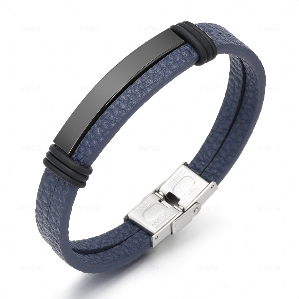 Blue leather black tube