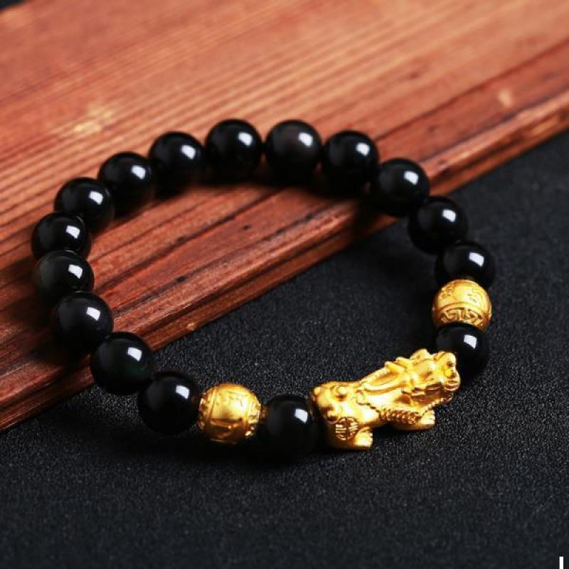 Black agate 12mm PI xiu bracelet