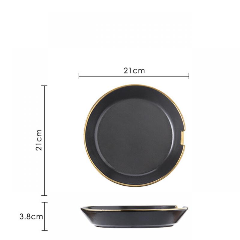 8.5 inch pottery gold dual-purpose soup plate