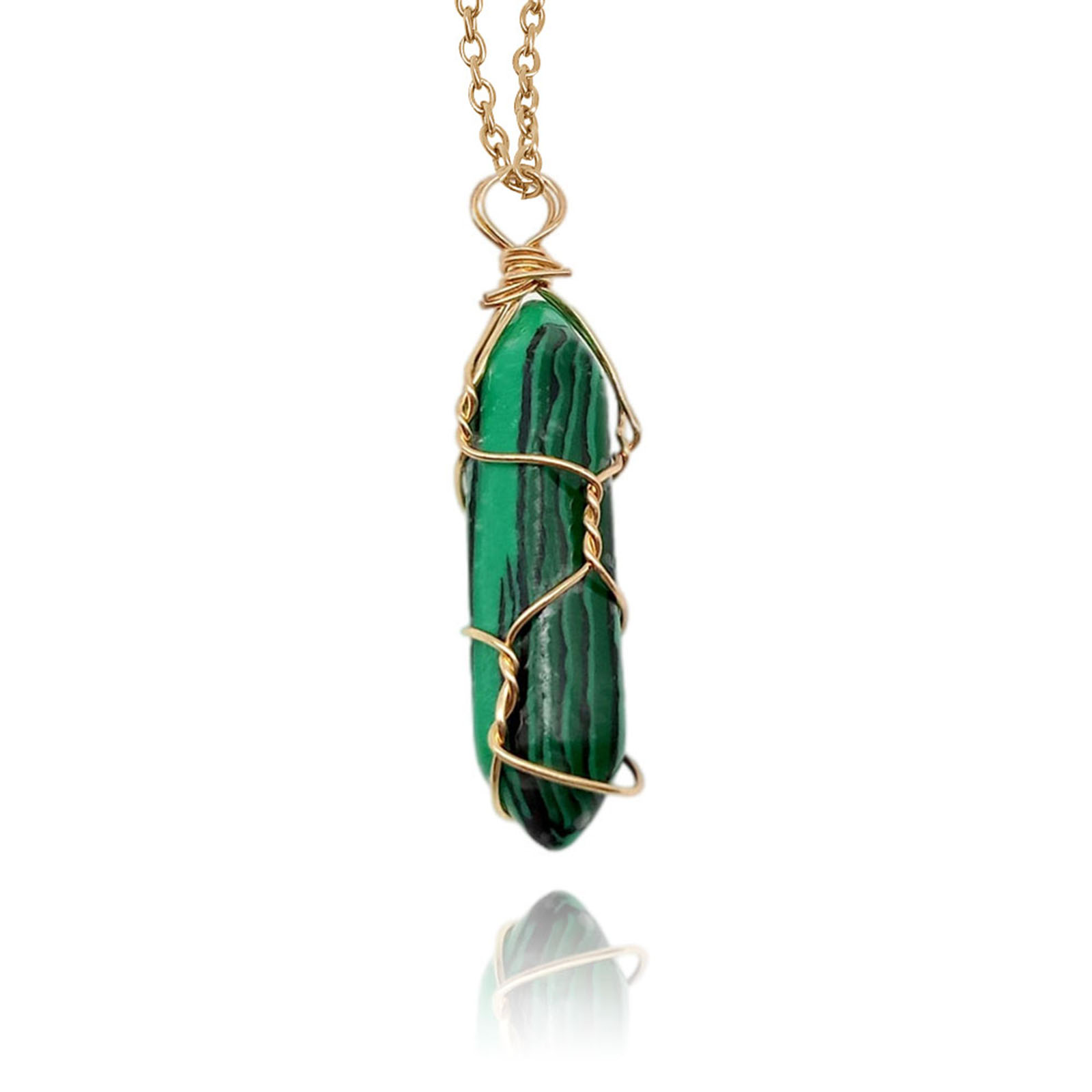 7:K gold full-wrap malachite