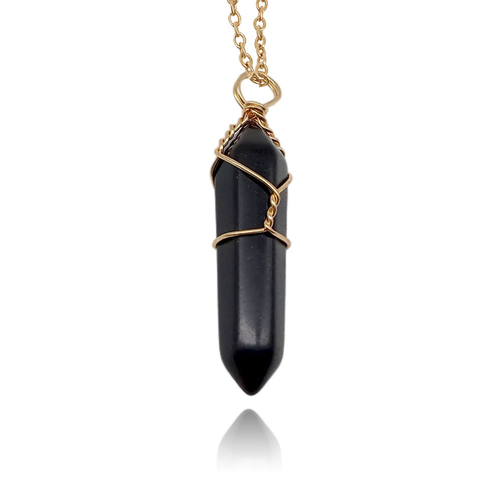 5:K gold half-wrap black agate