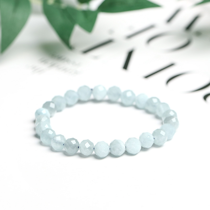 Natural Faceted Aquamarine Bracelet 10mm