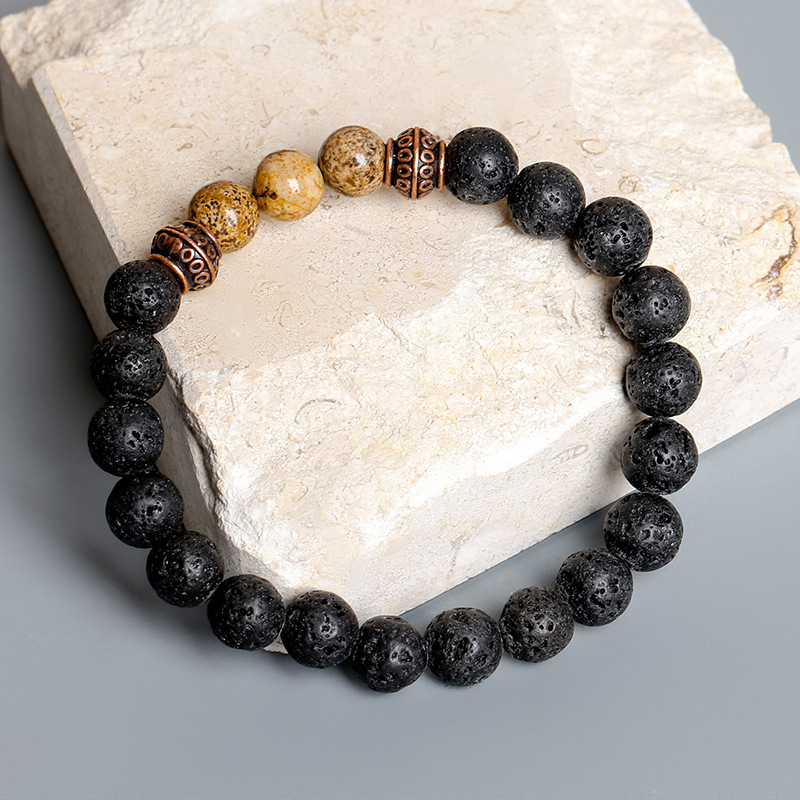 Natural Volcanic Stone Drawing Stone Bracelet