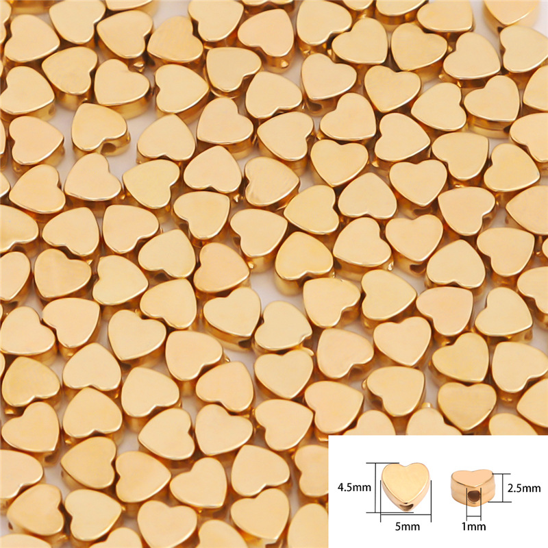 5x4.5mmKC gold straight hole heart 100 PCS/pack