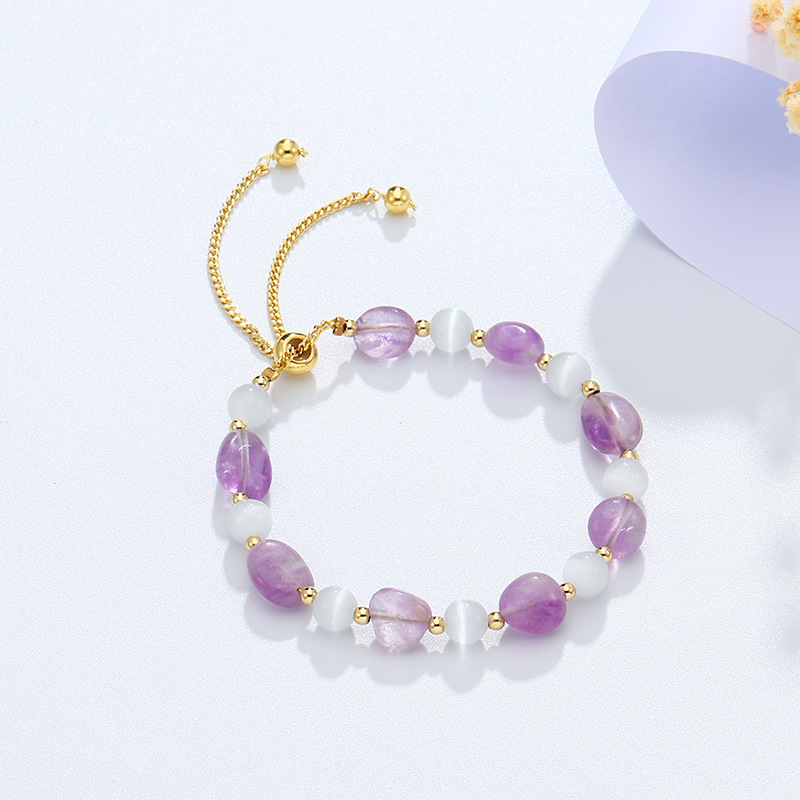 Lavender Amethyst White Cat's Eye Bracelet