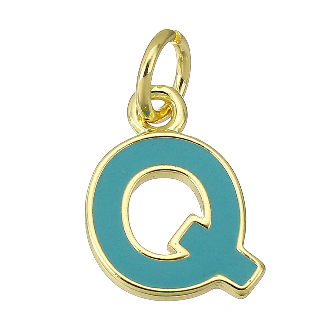 gold color plated with green Q