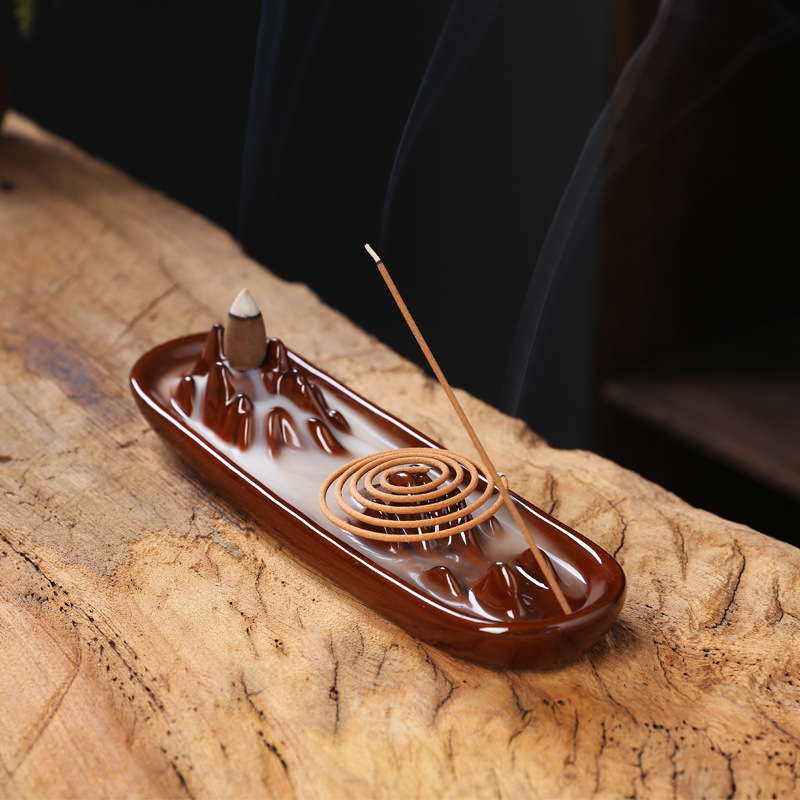 Landscape three-purpose incense burner (red)