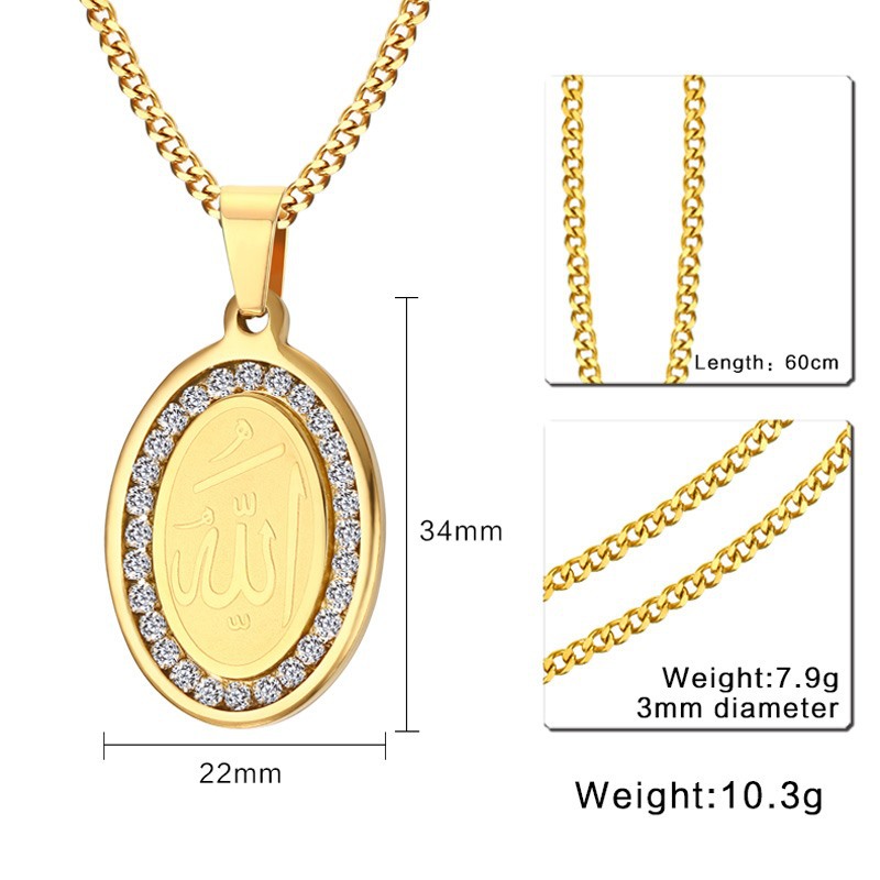 Oval Gold Pendant + 60CM with Chain